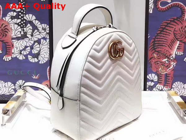 Gucci GG Marmont Quilted Leather Backpack in White Chevron Leather Replica