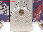 Gucci GG Marmont Quilted Leather Backpack in White Chevron Leather Replica