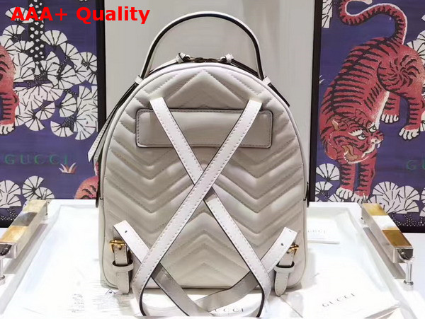 Gucci GG Marmont Quilted Leather Backpack in White Chevron Leather Replica