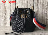 Gucci GG Marmont Quilted Leather Bucket Bag in Black Chevron Leather Replica