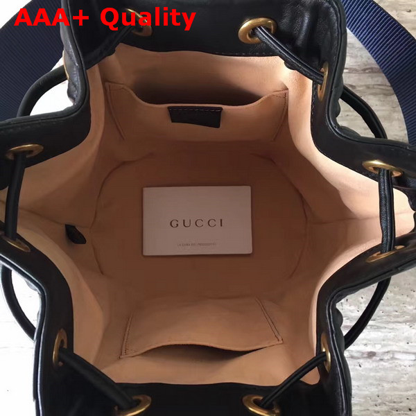 Gucci GG Marmont Quilted Leather Bucket Bag in Black Chevron Leather Replica