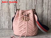 Gucci GG Marmont Quilted Leather Bucket Bag in Light Pink Chevron Leather Replica