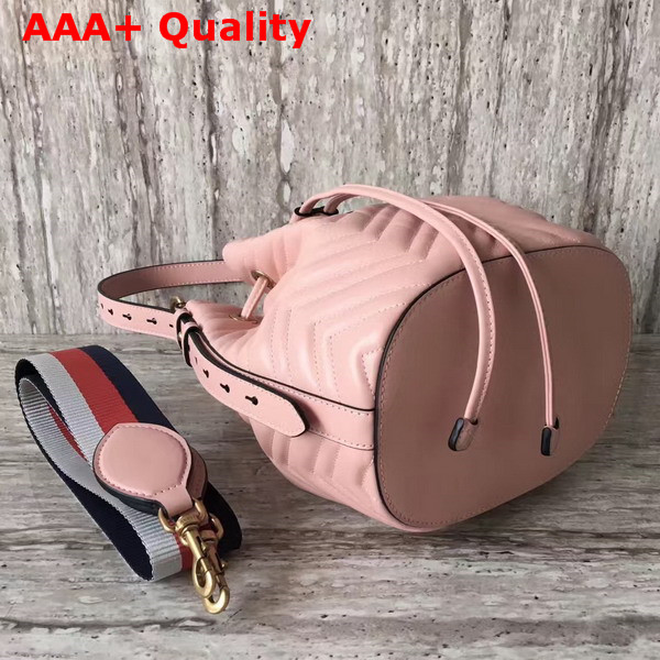 Gucci GG Marmont Quilted Leather Bucket Bag in Light Pink Chevron Leather Replica