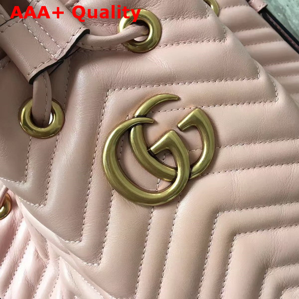 Gucci GG Marmont Quilted Leather Bucket Bag in Light Pink Chevron Leather Replica