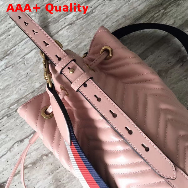 Gucci GG Marmont Quilted Leather Bucket Bag in Light Pink Chevron Leather Replica