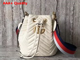 Gucci GG Marmont Quilted Leather Bucket Bag in White Chevron Leather Replica