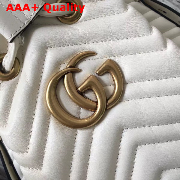 Gucci GG Marmont Quilted Leather Bucket Bag in White Chevron Leather Replica