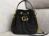 Gucci GG Marmont Quilted Velvet Bucket Bag in Black