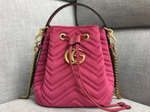 Gucci GG Marmont Quilted Velvet Bucket Bag in Pink