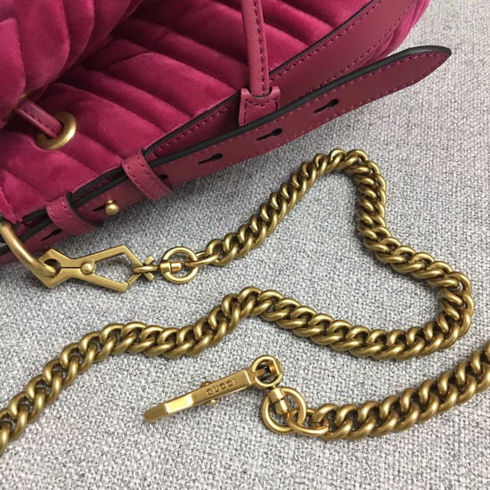 Gucci GG Marmont Quilted Velvet Bucket Bag in Pink