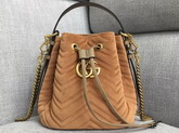 Gucci GG Marmont Quilted Velvet Bucket Bag in Tan