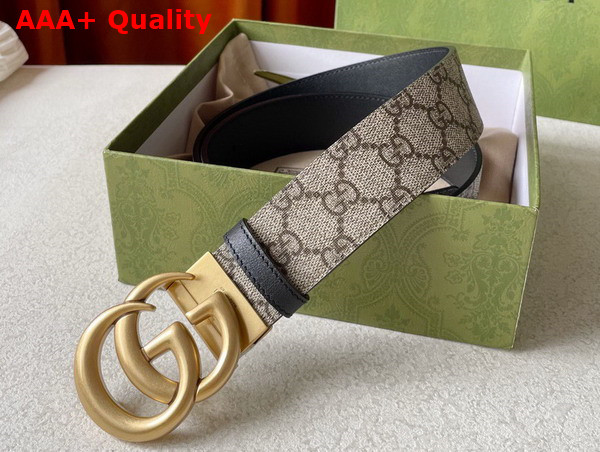 Gucci GG Marmont Reversible Belt Black Leather and GG Supreme Canvas Replica