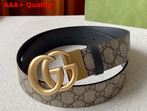 Gucci GG Marmont Reversible Belt Black Leather and GG Supreme Canvas Replica