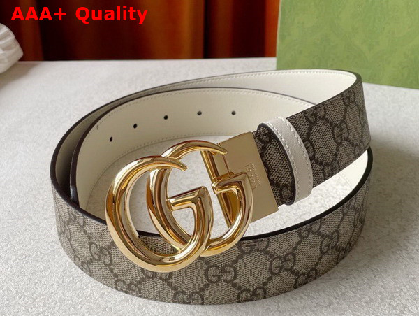 Gucci GG Marmont Reversible Belt White Leather and GG Supreme Canvas Replica