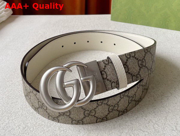 Gucci GG Marmont Reversible Belt White Leather and GG Supreme Canvas Replica