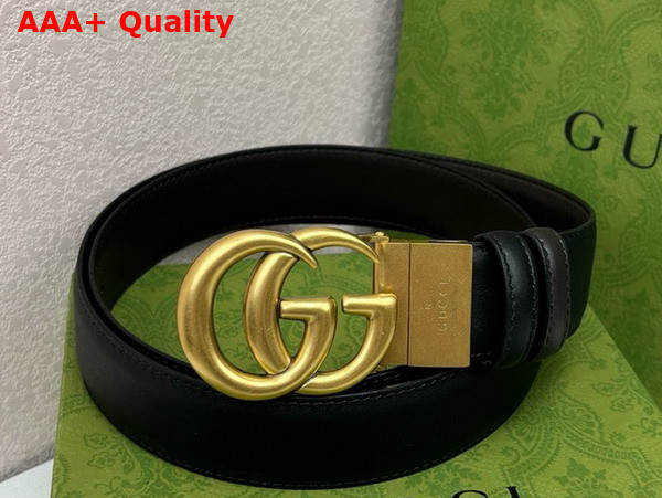 Gucci GG Marmont Reversible Belt in Black Smooth Leather Replica