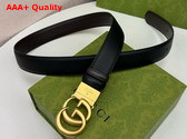 Gucci GG Marmont Reversible Belt in Black Smooth Leather Replica