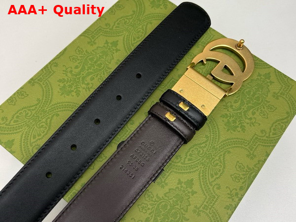 Gucci GG Marmont Reversible Belt in Black Smooth Leather Replica