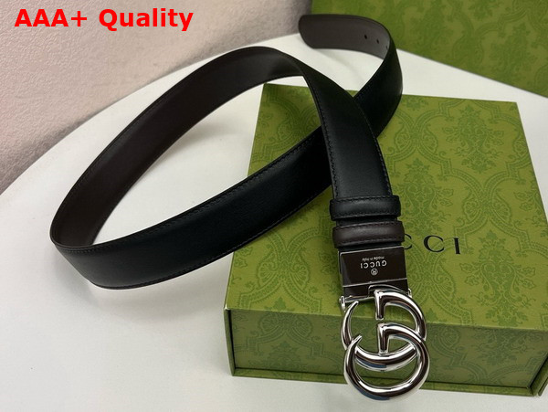 Gucci GG Marmont Reversible Belt in Black Smooth Leather Replica