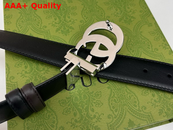 Gucci GG Marmont Reversible Belt in Black Smooth Leather Replica