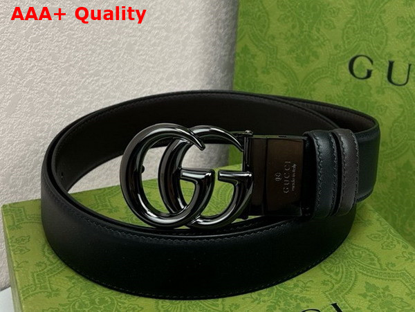 Gucci GG Marmont Reversible Belt in Black Smooth Leather Replica