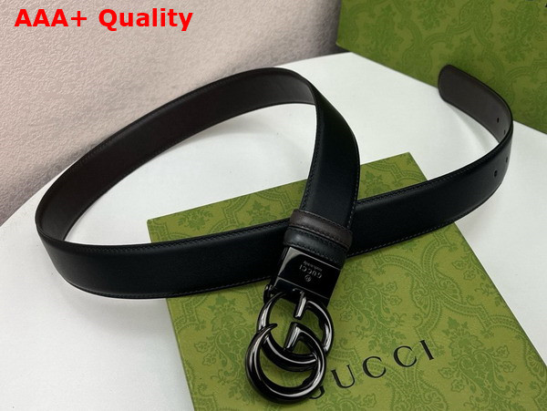 Gucci GG Marmont Reversible Belt in Black Smooth Leather Replica