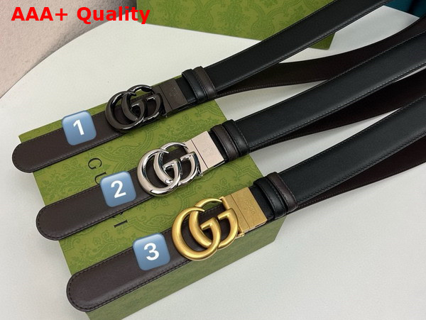 Gucci GG Marmont Reversible Belt in Black Smooth Leather Replica