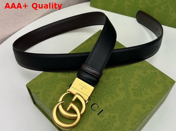 Gucci GG Marmont Reversible Belt in Black Smooth Leather Replica