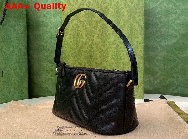 Gucci GG Marmont Shoulder Bag in Black Matelasse Chevron Leather 739166 Replica