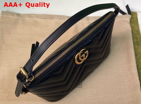 Gucci GG Marmont Shoulder Bag in Black Matelasse Chevron Leather 739166 Replica