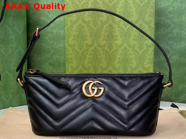 Gucci GG Marmont Shoulder Bag in Black Matelasse Chevron Leather 739166 Replica