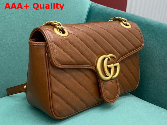 Gucci GG Marmont Small Matelasse Shoulder Bag Brown Diagonal Matelasse Leather 443497 Replica