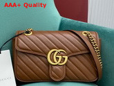 Gucci GG Marmont Small Matelasse Shoulder Bag Brown Diagonal Matelasse Leather 443497 Replica