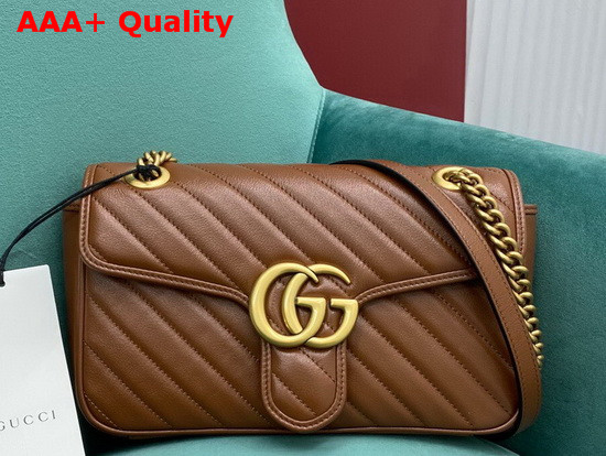 Gucci GG Marmont Small Matelasse Shoulder Bag Brown Diagonal Matelasse Leather 443497 Replica