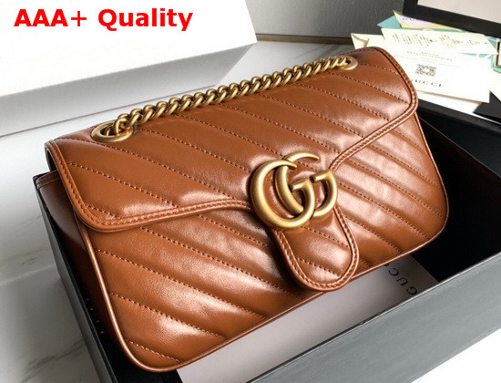 Gucci GG Marmont Small Matelasse Shoulder Bag in Brown Diagonal Matelasse Leather 443497 Replica