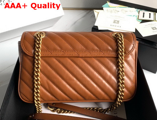 Gucci GG Marmont Small Matelasse Shoulder Bag in Brown Diagonal Matelasse Leather 443497 Replica