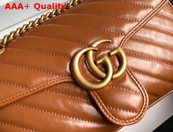 Gucci GG Marmont Small Matelasse Shoulder Bag in Brown Diagonal Matelasse Leather 443497 Replica