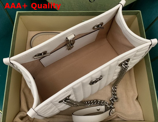 Gucci GG Marmont Small Matelasse Tote in White Leather 681483 Replica