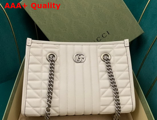 Gucci GG Marmont Small Matelasse Tote in White Leather 681483 Replica