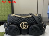 Gucci GG Marmont Small Multi Pocket Bag in Black Matelasse Chevron Leather 795228 Replica