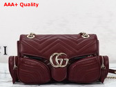 Gucci GG Marmont Small Multi Pocket Bag in Gucci Rosso Ancora Matelasse Chevron Leather 795228 Replica