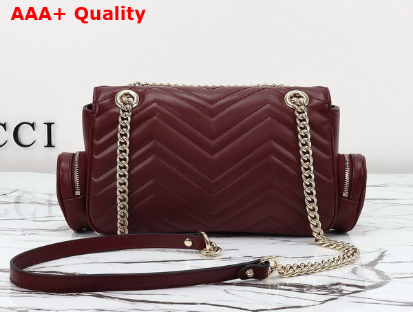 Gucci GG Marmont Small Multi Pocket Bag in Gucci Rosso Ancora Matelasse Chevron Leather 795228 Replica