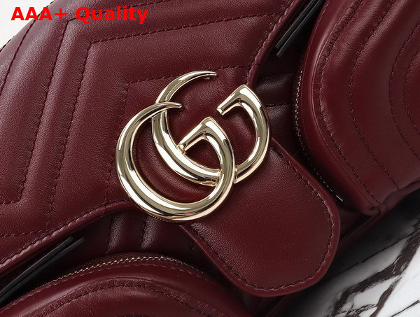 Gucci GG Marmont Small Multi Pocket Bag in Gucci Rosso Ancora Matelasse Chevron Leather 795228 Replica