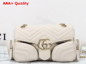 Gucci GG Marmont Small Multi Pocket Bag in Ivory Matelasse Chevron Leather 795228 Replica