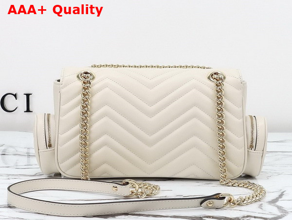 Gucci GG Marmont Small Multi Pocket Bag in Ivory Matelasse Chevron Leather 795228 Replica