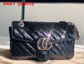 Gucci GG Marmont Small Sequin Shoulder Bag in Black Sequin Embroidered Quilted Silk 443497 Replica