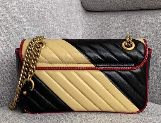 Gucci GG Marmont Small Shoulder Bag Beige and Black Leather 443497