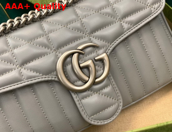 Gucci GG Marmont Small Shoulder Bag Dark Grey Leather 443497 Replica