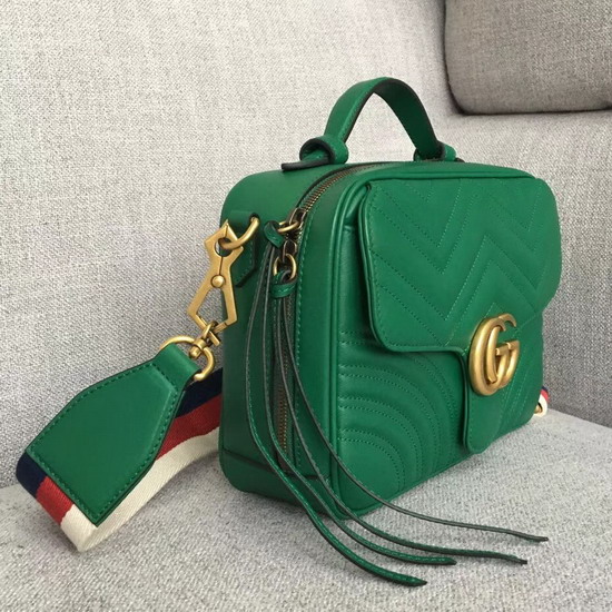 Gucci GG Marmont Small Shoulder Bag Emerald Green Leather