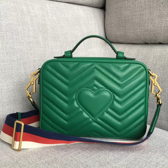 Gucci GG Marmont Small Shoulder Bag Emerald Green Leather